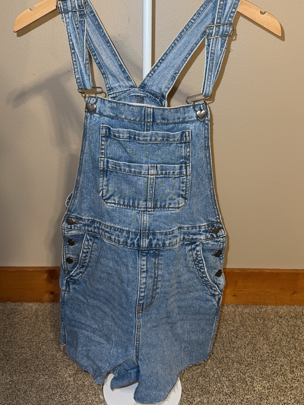 Celebrity Pink Light Blue Denim Short Overalls
